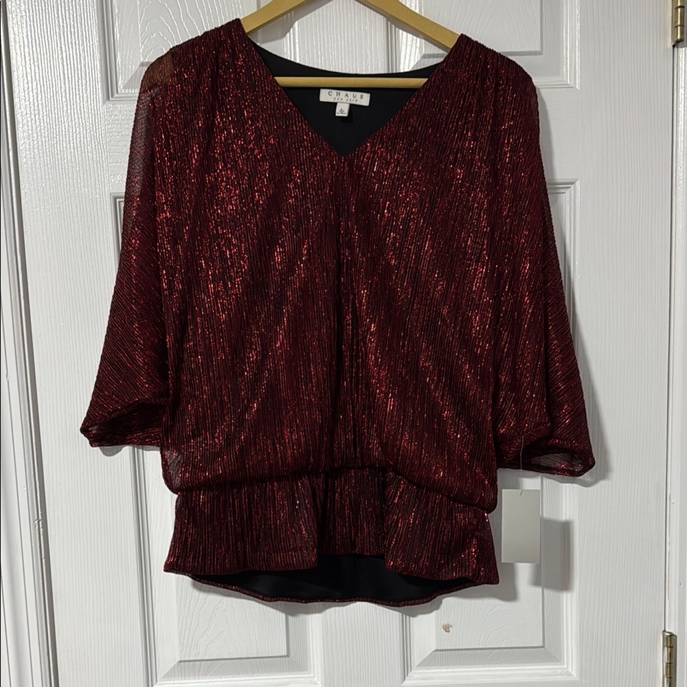 Chaus Red Shimmer Blouse